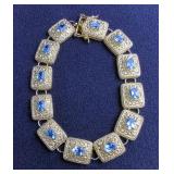 18K Yellow Gold Over Sterling Silver Blue Topaz Bracelet 
