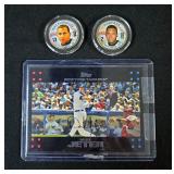 2007 Topps #40 Derek Jeter With George Bush & Mickey Mantle Baseball Card, Alex Rodriguez And Derek 