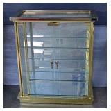 Brass Toned Display Cabinet with Glass Shelves 