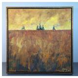 Framed Oil on Canvas "Autumn Evening", 25.5" x 25.5" 