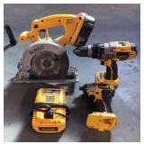 DeWalt Cordless Power Tools, Including Circular Saw, Drill, Impact Driver, And Charger 