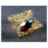 14K Yellow Gold Over Sterling Silver Garnet Ring, Size 8 