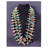 Zuni Style 3 Strand Bird Fetish Necklace, Approx. 32" 