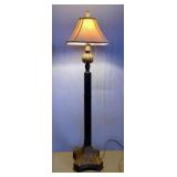 Floor Lamp with Textured Shade And Finial, Powers On