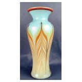 andermark Pulled Feather Art Hand Blown Glass Vase, Signed And Numbered 