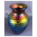 Lundberg Studios Van Gogh Sunset Handblown Glass Vase, Signed And Numbered 