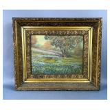 Oil Painting Depicting A Field Of Blue Bonnet Flowers, Unknown Artist, 15" x 18" 