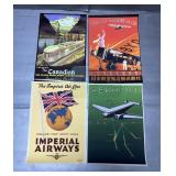 Vintage Style Travel Posters, Includes Canadian Pacific, Imperial Airways, Japan Air, And Aeroput 