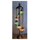 Handmade Turkish Mosaic Globe Floor Lamp, Approx 46" 