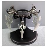 Maxam Exotic Fantasy Knife With Hinged Blade, 8.5" Blade, With Display Stand, And Maxam 3 Point Fant