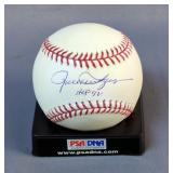 Rollie Fingers (HOF) Autographed Baseball With PSA/DNA Authentication Sticker And Card, In Display B