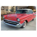 1957 Chevrolet Bel Air Convertible, 283 Cubic Inch 220 HP Powerpack V-8 Engine 4 Barrel Carb, 3 Spee