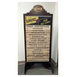 United Service Motors Wood And Metal Advertising Rack With Interchangeable Slats