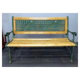 Wood And Metal Outdoor Bench, 32" x 49" x 24" 