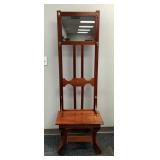 Hall Tree With Bench And Mirror, 68" x 21" x 15"