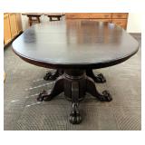 Wood Dining Table With Pedestal Claw Foot Base, 29" x 71" x 47.5" 