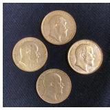 1907, 1908, And 1910 King Edward VII Gold Sovereign Coins Fineness 916.7 Pure Gold Content 7.3224 Gr
