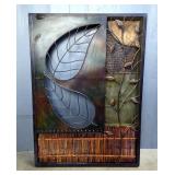 Metal And Bamboo Leaf Decorative Panel, 30.5" x 42"