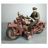 Cast Iron Harley-Davidson Motorcycle With Rider Figurine