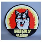 Husky Gasoline 42" Double-Sided Porcelain Enamel Advertising Sign - Heavy Guage Steel