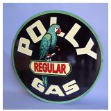 Polly Gas Regular 42" Double-Sided Porcelain Enamel Advertising Sign - Heavy Gauge Steel 