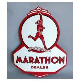 Marathon “Best In The Long Run” 48" Porcelain Dealer Sign - Double-Sided Porcelain Enamel Advertisin