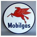 Mobilgas Pegasus 42" Double-Sided Porcelain Enamel Advertising Sign - Heavy Gauge Steel 