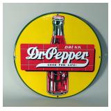 Dr Pepper 11.75" Porcelain Enamel Sign - Single-Sided - Heavy Gauge Steel 