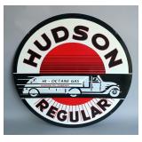 Hudson Regular Hi-Octane Gasoline 42" Double-Sided Porcelain Enamel Advertising Sign - Heavy Gauge S
