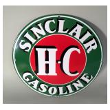 Sinclair H-C Gasoline 11.75" Porcelain Enamel Sign - Single Sided - Heavy Gauge Steel 