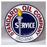 Standard Oil Company “Service” Indiana 42" Double-Sided Porcelain Enamel Sign - Heavy Gauge Steel 