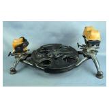 Cast Iron Firing Rest With Metal Pads And 25lb Weider Weight, 20' Pad End To Pad End