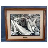Robert Barnette, Rig Of Black - Black Lab, Signed And Numbered 121/2500, Framed And Matted, 32' x 26