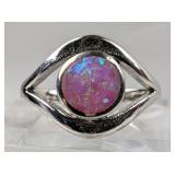 Sterling Silver And Polished Pink Opal Ring, 925 Silver, Size 7 Sterling Silver And Polished Pink Opal Ring, 925 Silver, Size 7