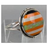 Sterling Silver And Balloon Opal Mosaic Ring, 925 Silver, Size 8 Sterling Silver And Balloon Opal Mosaic Ring, 925 Silver, Size 8