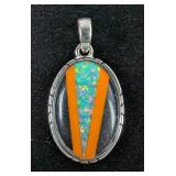 Sterling Silver And Light Blue Balloon Opal Mosaic Pendant, 925 Silver Sterling Silver And Light Blue Balloon Opal Mosaic Pendant, 925 Silver