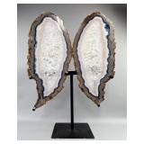 Brazilian Banded Agate Slice Wing Display On Metal Stand, 18.5' Tall Brazilian Banded Agate Slice Wing Display On Metal Stand, 18.5' Tall