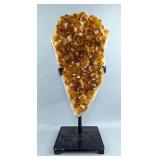 Brazilian Citrine Geode Specimen On Metal Display Stand, 16' Tall, 7.6kg Brazilian Citrine Geode Specimen On Metal Display Stand, 16' Tall, 7.6kg