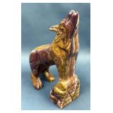 Polished Green Onyx Howling Wolf Statue, 6.25' Tall Polished Green Onyx Howling Wolf Statue, 6.25' Tall