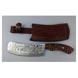 Damascus Steel Cleaver With Wood Handle, Includes Leather Sheath, 11.5' Damascus Steel Cleaver With Wood Handle, Includes Leather Sheath, 11.5'