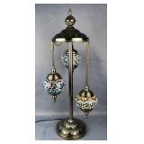 Turkish Mosaic Table Lamp With 3 Globes, 31' Tall Turkish Mosaic Table Lamp With 3 Globes, 31' Tall
