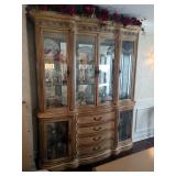 Aico Lighted China Cabinet With Four Drawers And Glass Interior Shelves, 90" x 73" x 19", Contents N