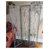 Trifold Screen/Room Divider With Hanging Prisms, 68" Tall With Three 16" Panels