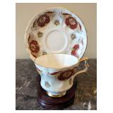 Royal Windsor Fine Bone China Teacup And Saucer Set On Display Stand