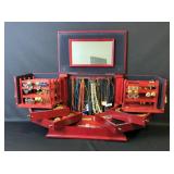 Large Multi-Tiered Jewelry Organizer Box With Necklaces, Watches, Earrings, And More 