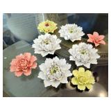 Ceramic Decorative Flowers, Qty 8 