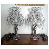 Chandelier Table Lamps, Qty 2, Approx 20" x 10", Both Power On