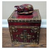 Pure Copper Salt, Pepper, And Sugar Set On Pure Copper Tray, Decorative Painted Wood Jewelry Box, Ba