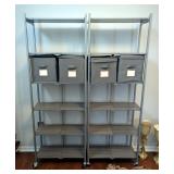 Folding Shelf Units, 66" Tall, Qty 2, With 4 Soft-Wall Storage Bins