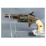 NY Pistol Co Mohegan .32 RF 5-Shot Revolver SN# 1380, Patent Date 1875, Frame Is Engraved, Pearl Gri
